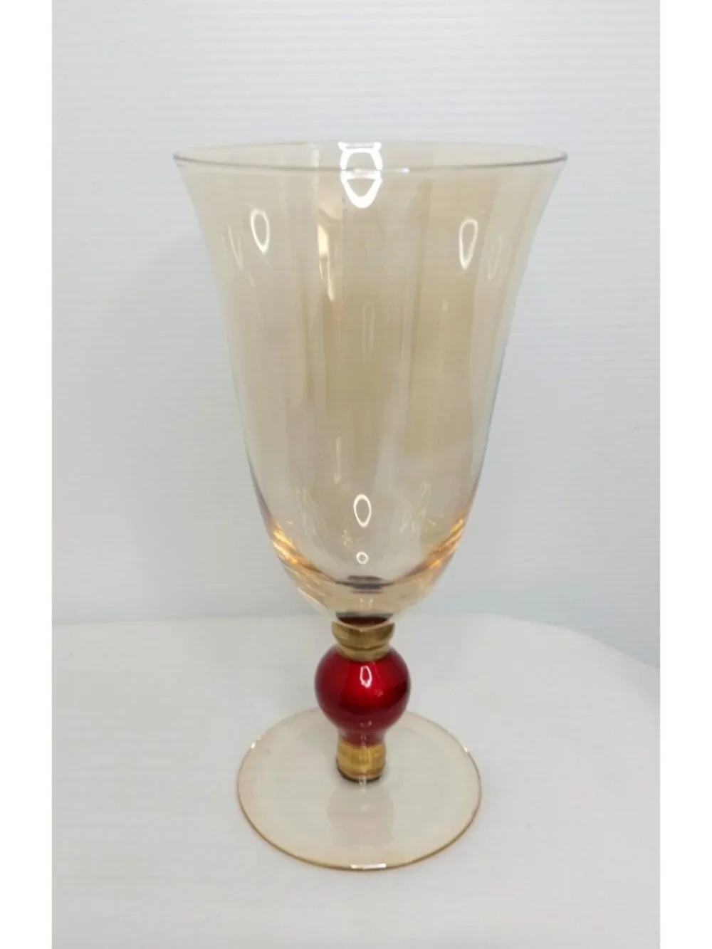 Slant Aristocrat Elegant Gold Tone Ruby Stem Beverage Glass 8
